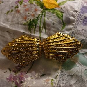 Gold Tone Belt Buckle Set Vintage